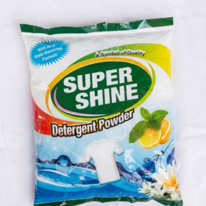 Super Shine Detergent Powder packet with fresh citrus and mint fragrance, High quality laundry washing powder for stain removal and bright clothes