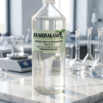 Harbalon brand Sodium Lauryl Ether Sulphate Liquid 28% concentration in a clear bottle, displayed in a laboratory setting.